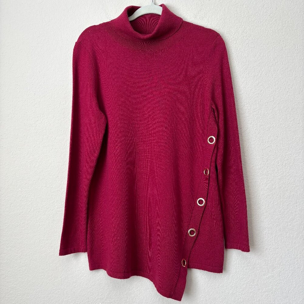 Soft Surroundings NEW Sleek Lines Turtleneck Long Sleeve Asymmetrical Sweater - Picture 1 of 9
